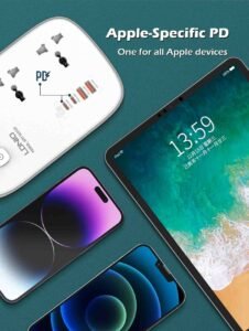 ldnio sc3416 power strip 65w 3 sockets with 4 port charger 4