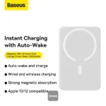 Baseus Magnetic Mini Wireless Fast Charge Power Bank 10000mAh 30W White