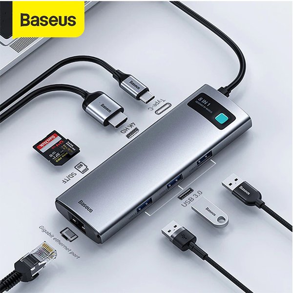 4 Baseus Metal Gleam Series 8 in 1 Type-C Multifunctional Hub - Image 1