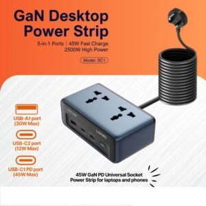 LDNIO SC1 45W GaN PD Universal Socket Power Strip 2500W