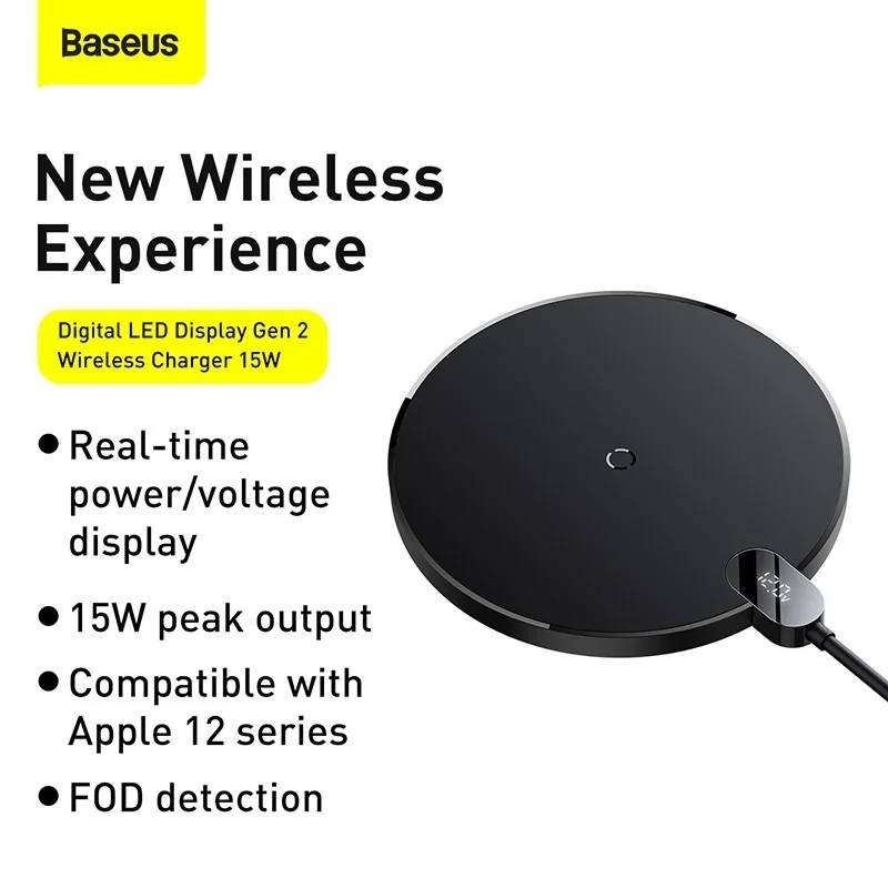 6 Baseus 15W Digital LED Display Gen 2 Wireless Charger - Image 1