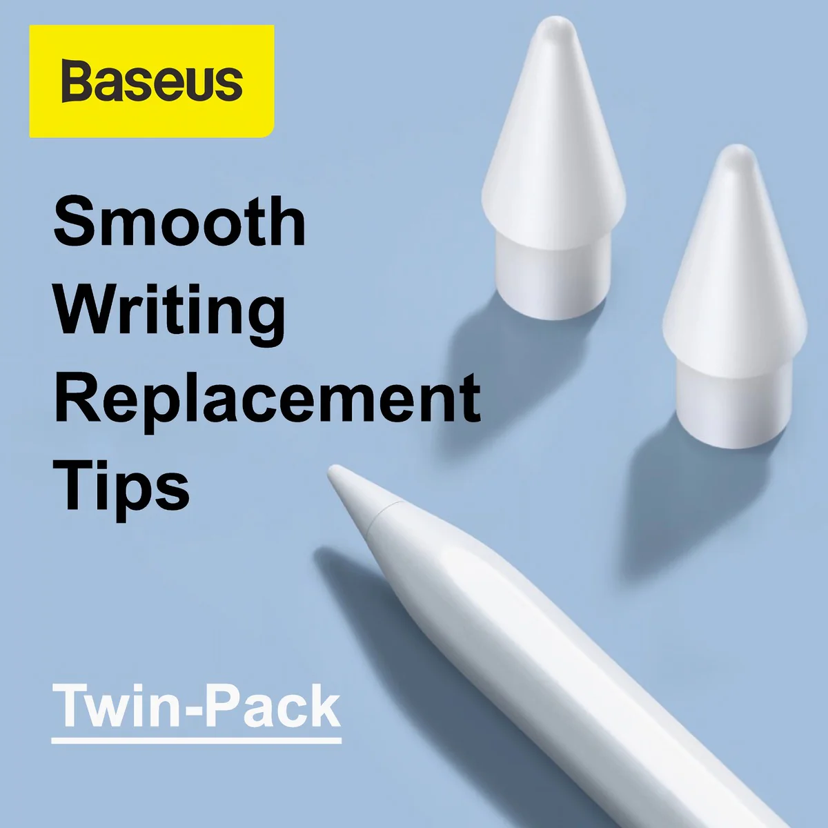 6 Baseus Smooth Writing Capacitive Stylus Tips Moon White(2pcs) - Image 1